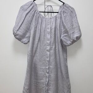 J. Crew Lavender Gingham Puff Sleeve Dress